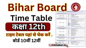 Bihar Board 12th Time Table 2025