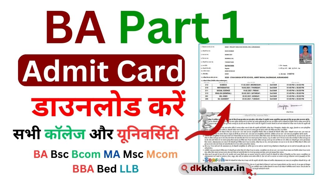 BA part 1 Admit Card 2024