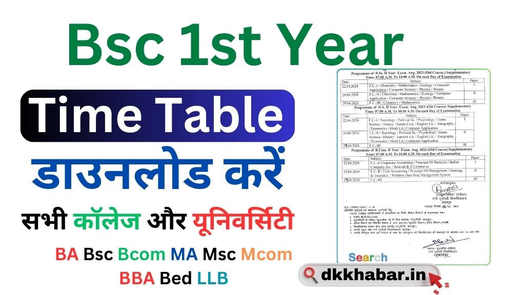 Bsc 1st year Time Table