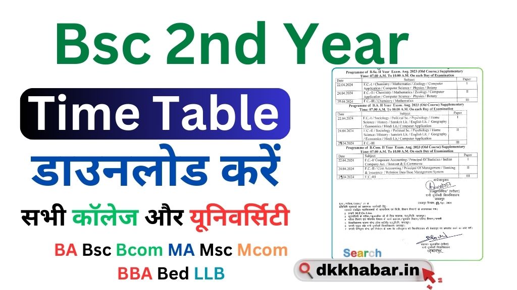 Bsc 2nd year Time Table