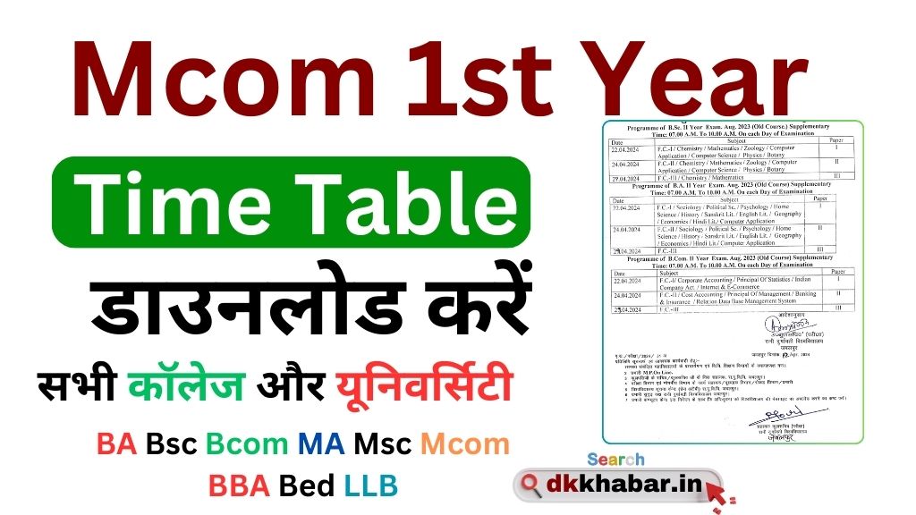 Mcom 1st year Time Table