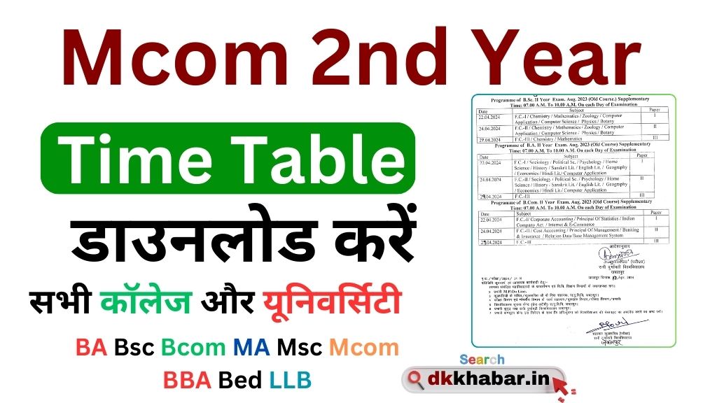 Mcom 2nd year Time Table