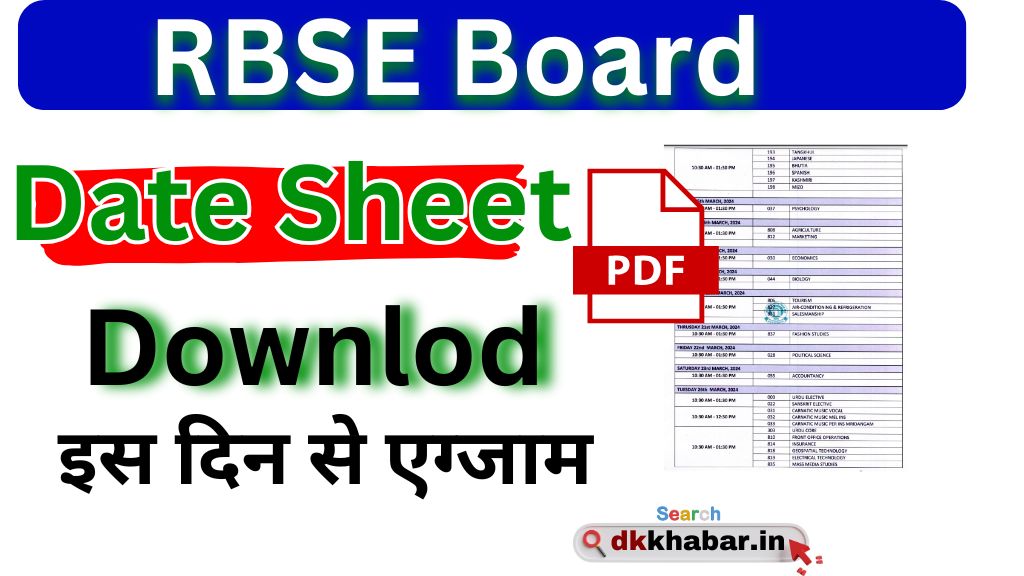 RBSE Board 10th 12th Time Table 2025