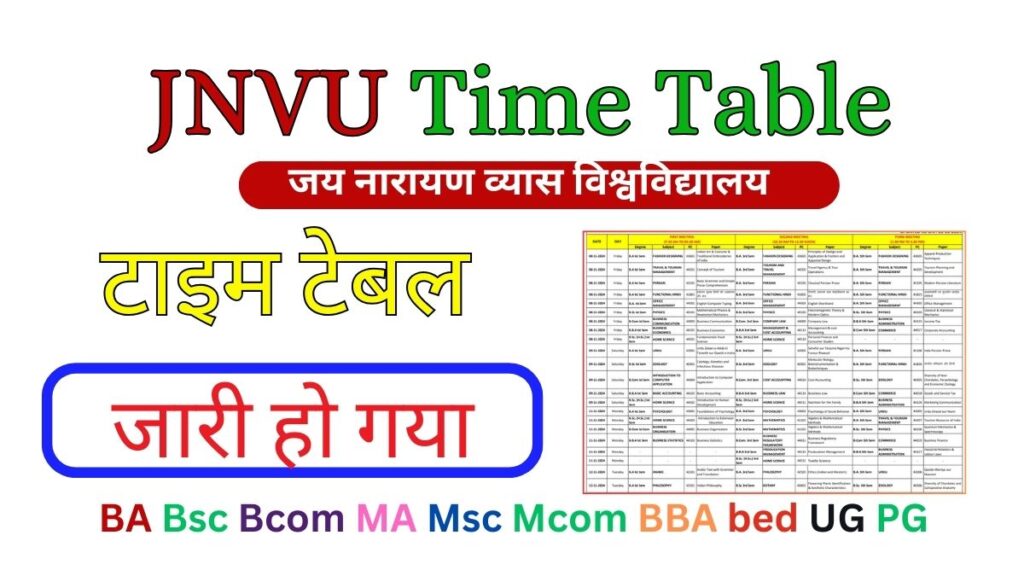 JNVU Time Table