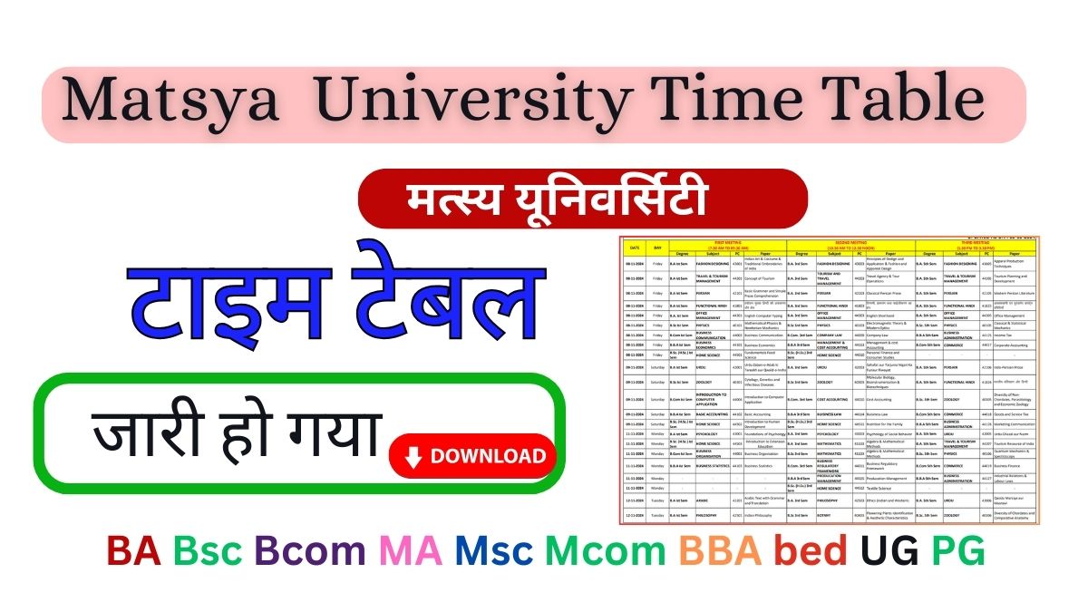 Matsya University Time Table