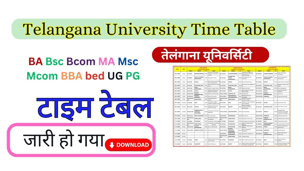 Telangana University Time Table