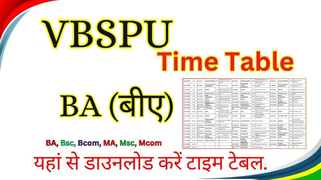 VBSPU BA Time Table