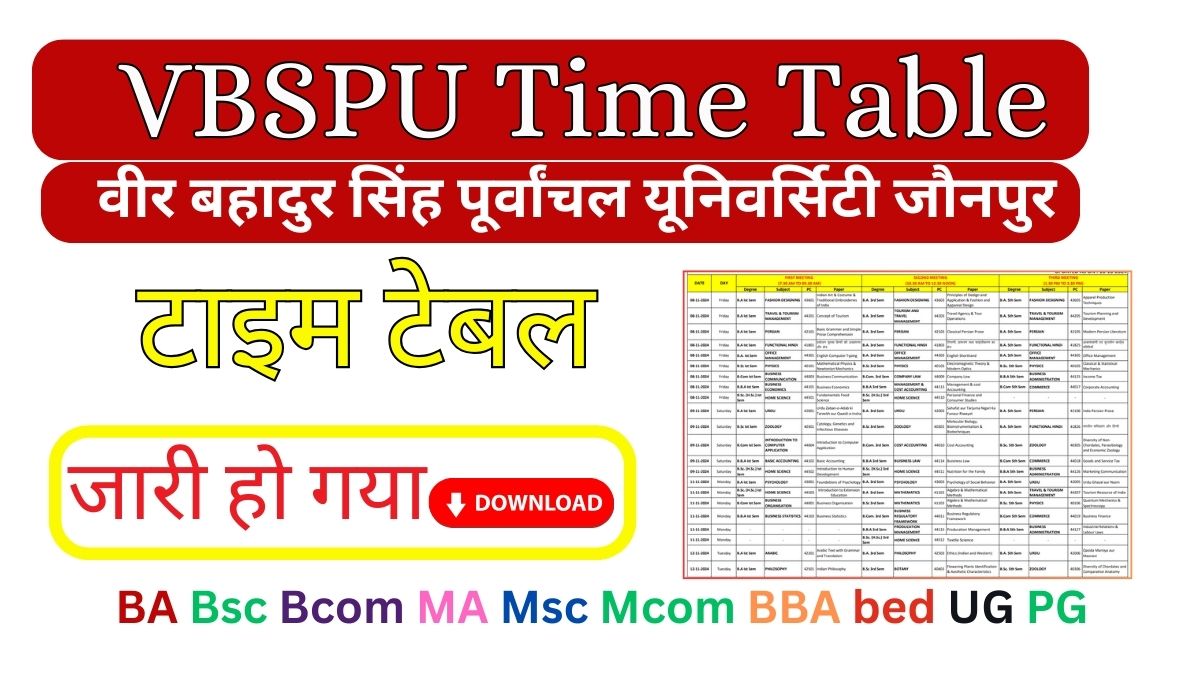 VBSPU UG & PG Exam Time Table