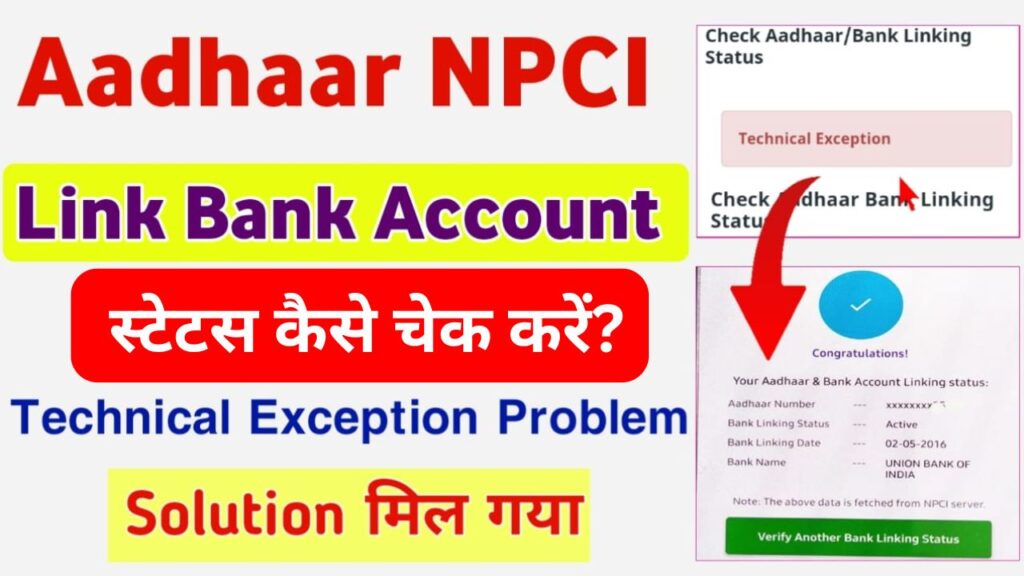 aadhar NPCI Link Bank Account Status