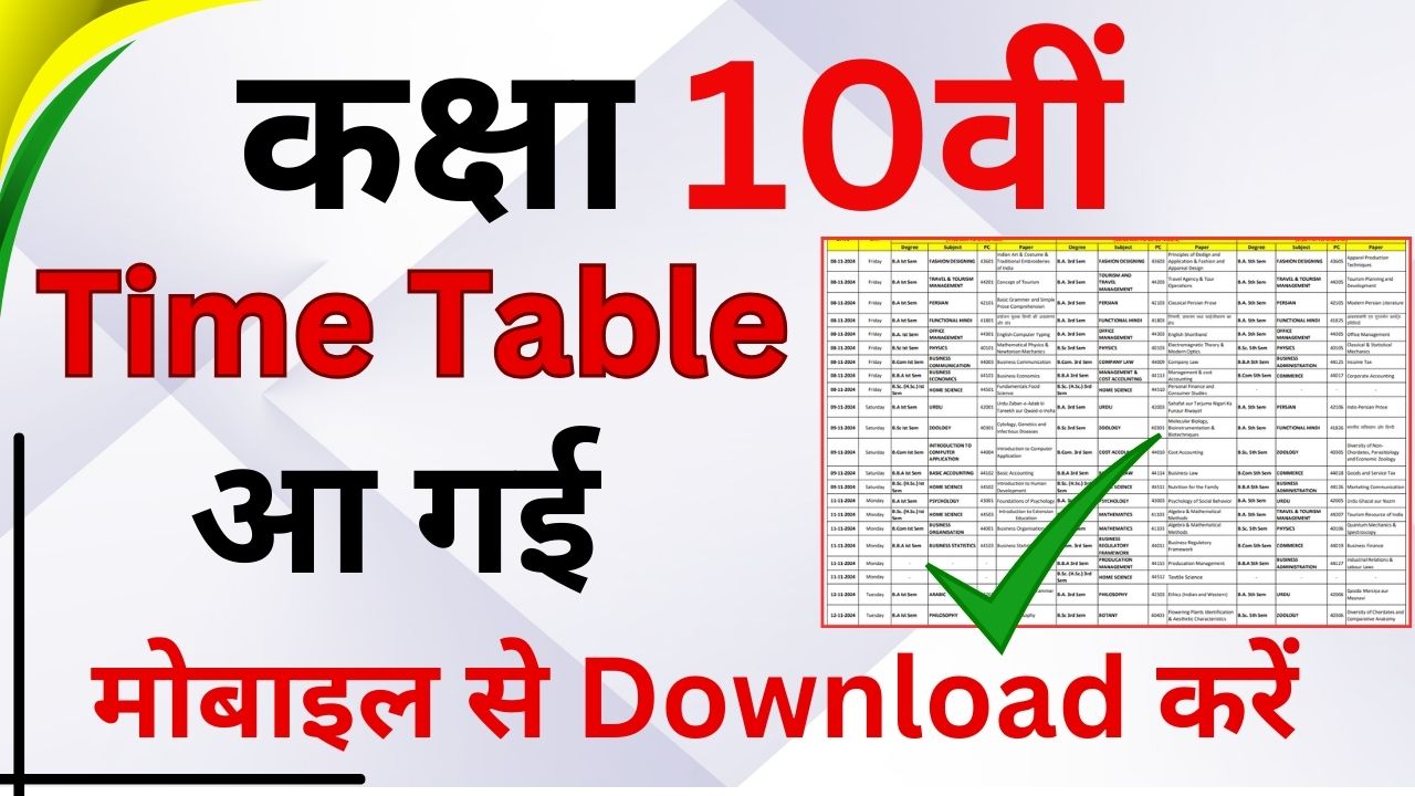 10th Board Time Table