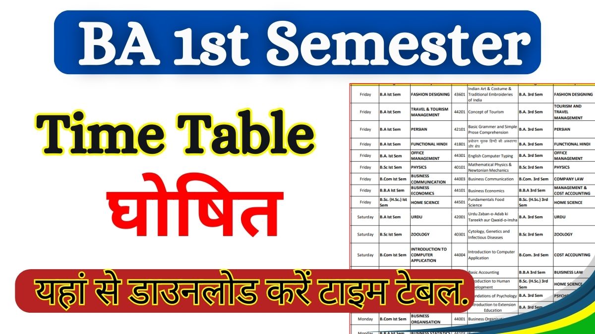 BA 1st Semester Time Table