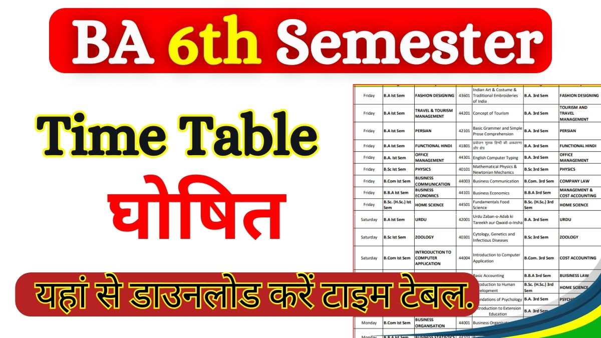 BA 6th Semester Time Table