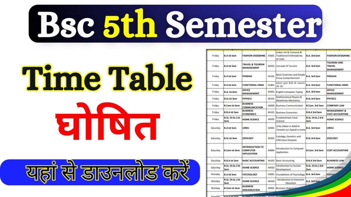 Bsc 5th Semester Time Table