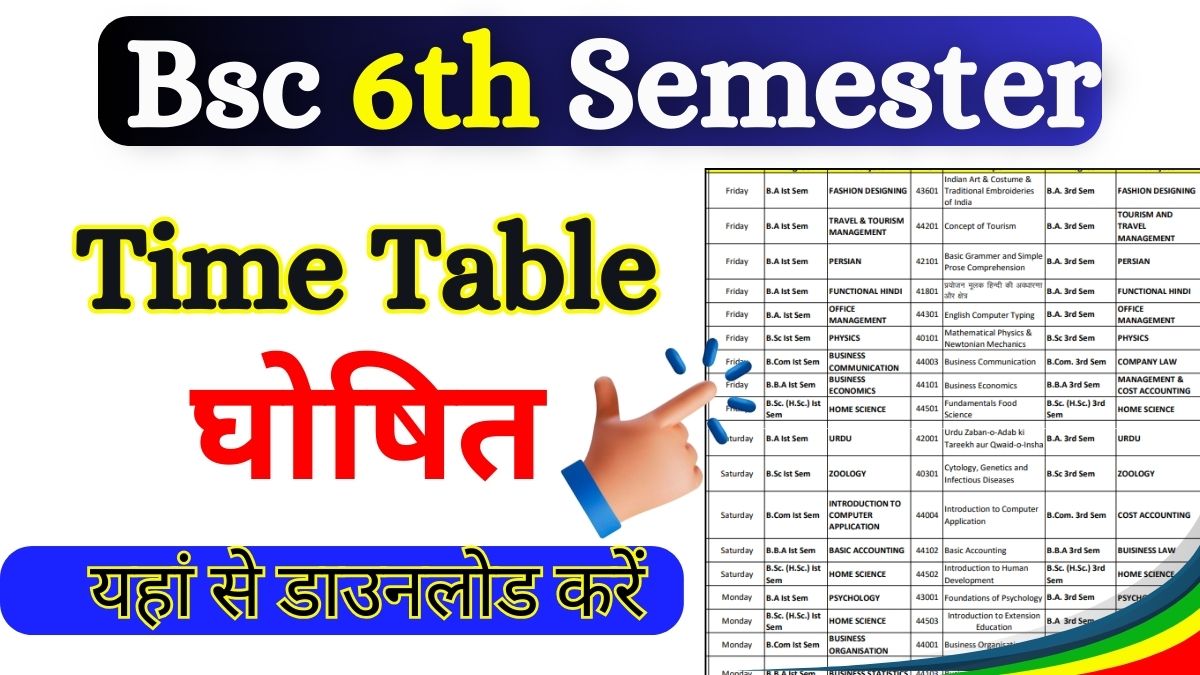 Bsc 6th Semester Time Table