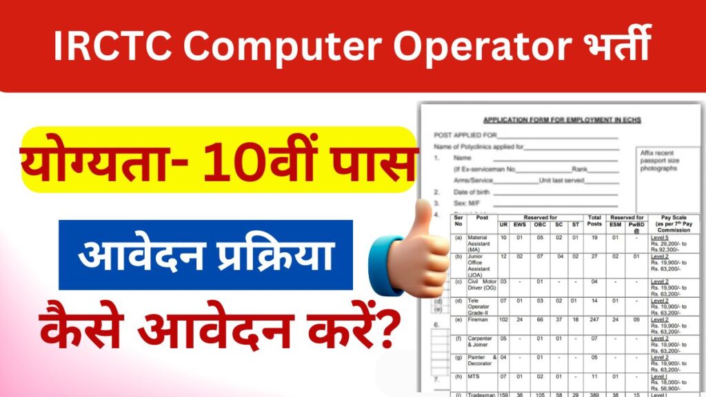 IRCTC Computer Operator New Recruitment 2024