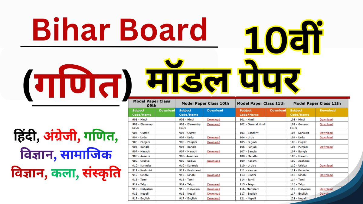 Bihar Board 10th Maths Model Paper 2025