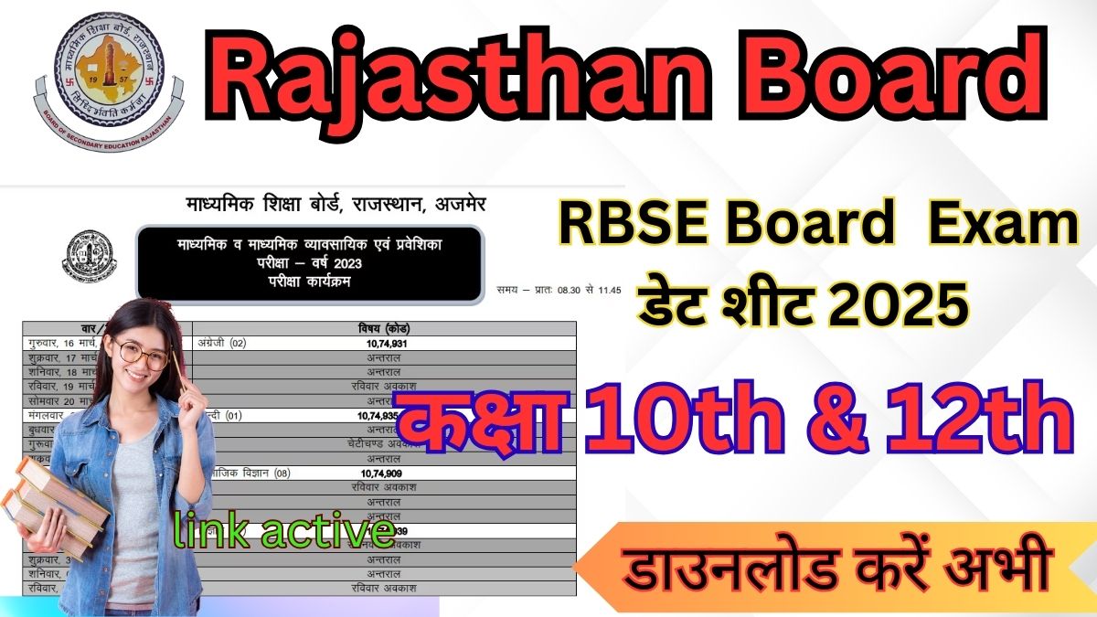 Rajasthan Board Date Sheet 2025