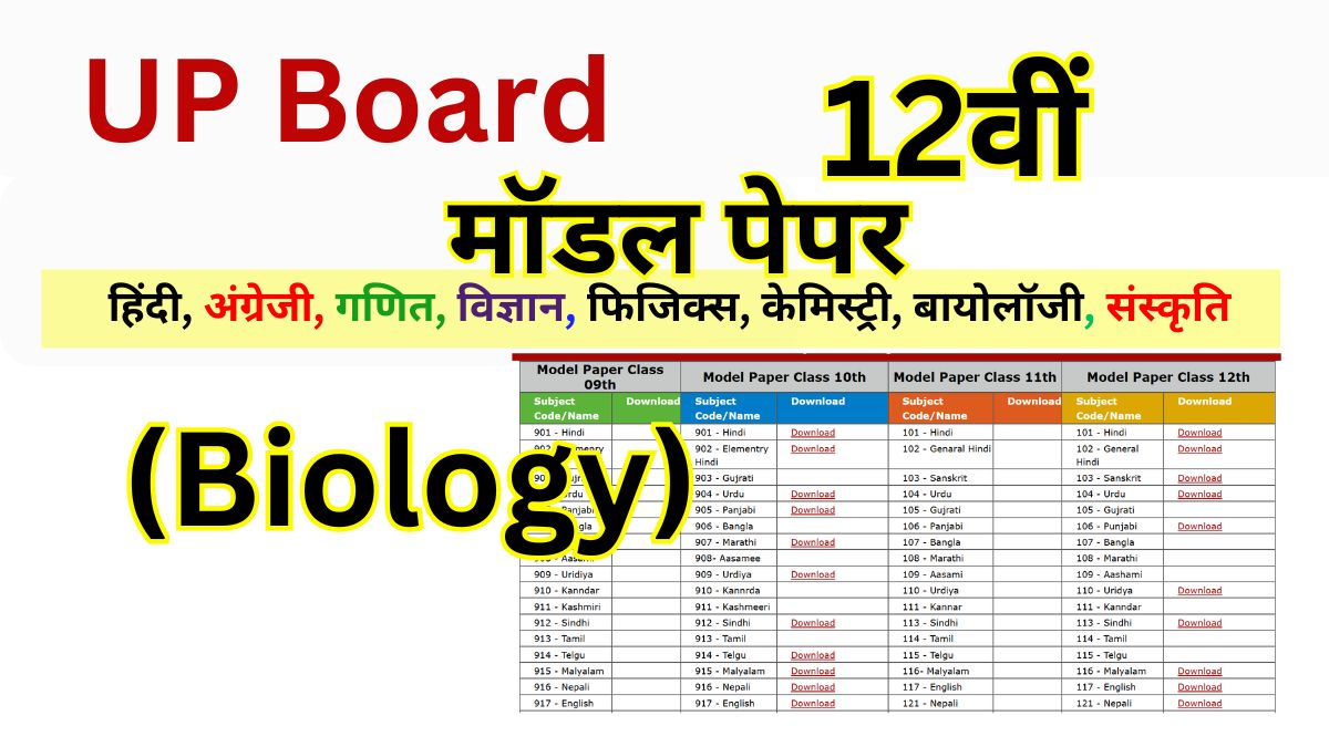 UP Board Biology Model Paper 2025 Class 12th