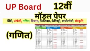 UP Board Maths Model Paper 2025 Class 12th