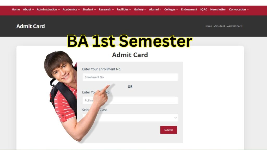 BA 1st Semester Exam Admit Card