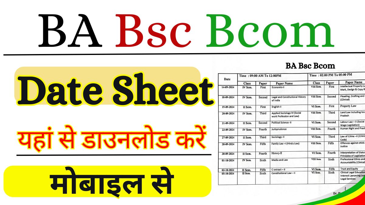 BA Bsc Bcom Exam date 2025