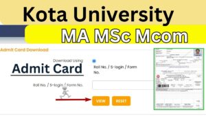 Kota University MA Msc Mcom Admit Card