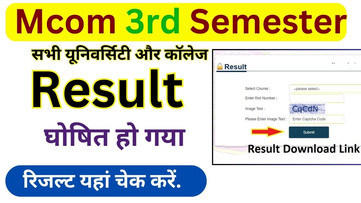 Mcom 3rd semester Result