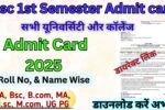 Msc 1st Semester Admit Card 2025