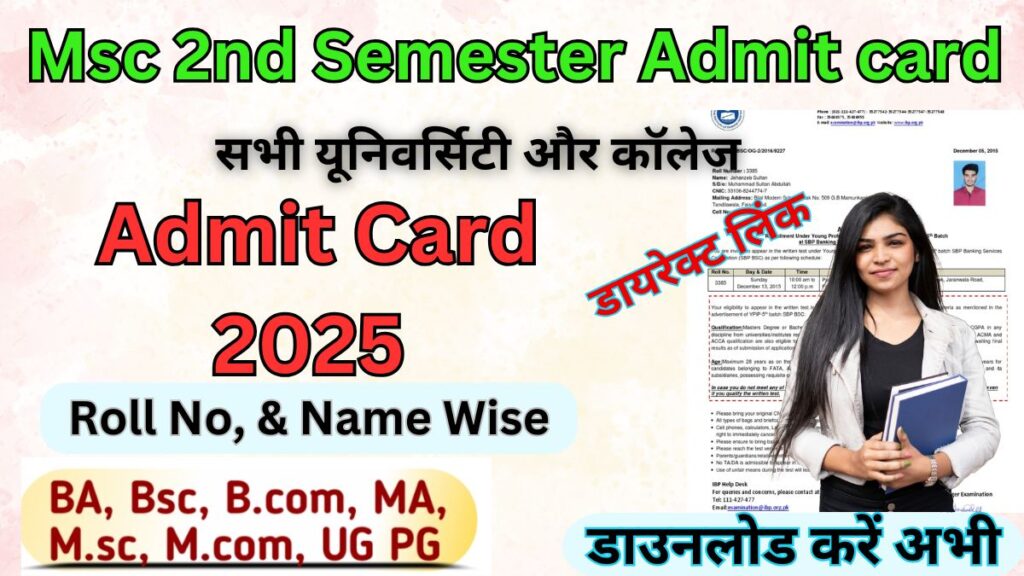 Msc 2nd Semester Admit Card 2025