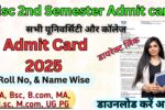 Msc 2nd Semester Admit Card 2025