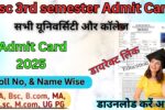 Msc 3rd Semester Admit card 2025