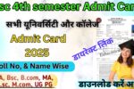 Msc 4th Semester Admit Card 2025