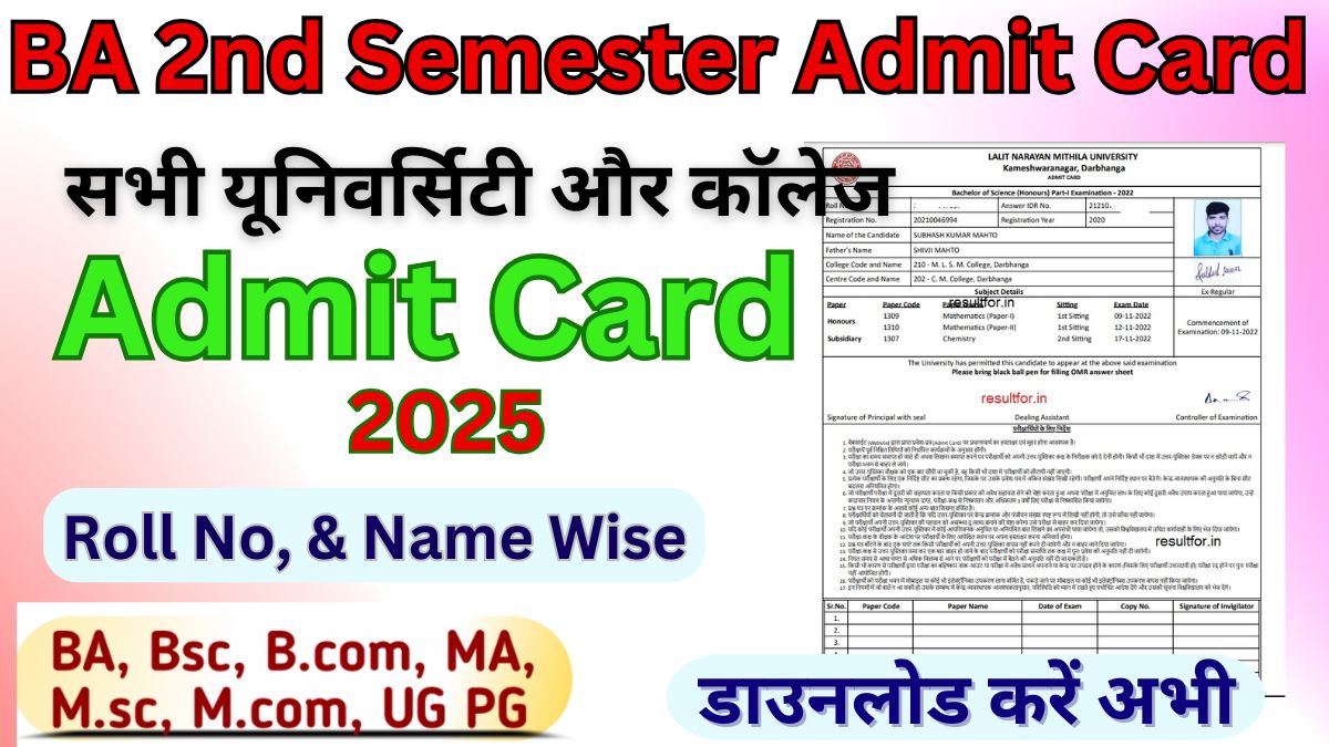 BA 2nd Semester Admit Card 2025