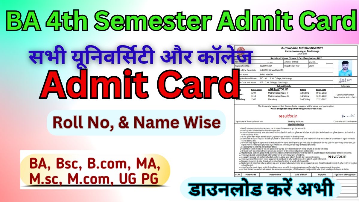 BA 4th Semester Admit Card 2025