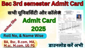 Bsc 3rd semester Admit Card 2025