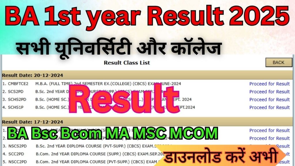 BA 1st year Result 2025