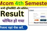 MCom 4th semester Result