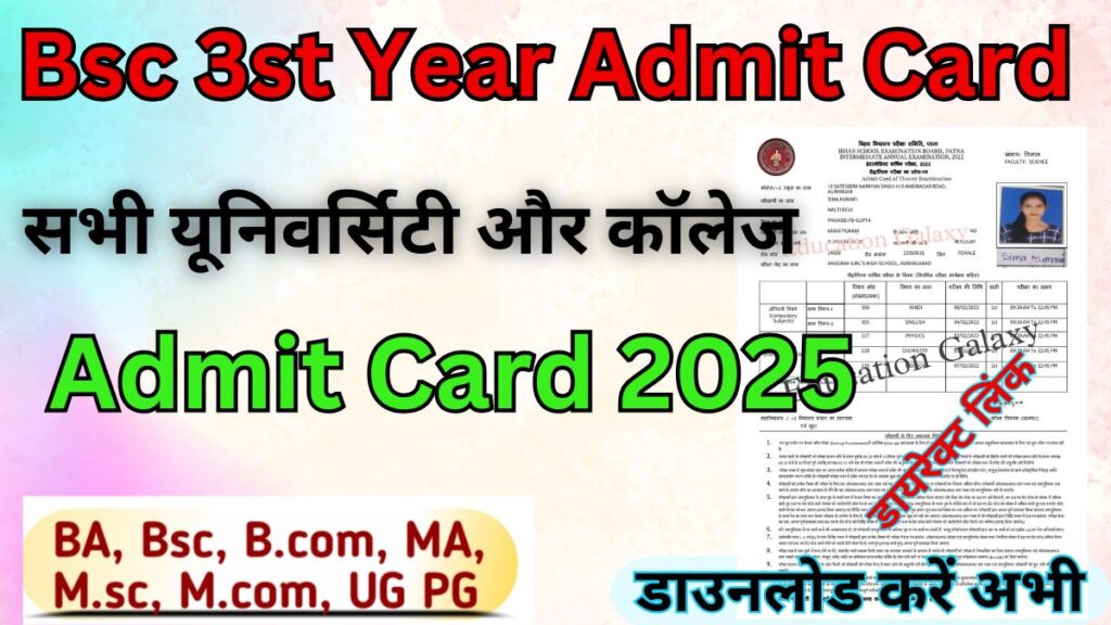 Bsc 3st Year Admit Card 2025