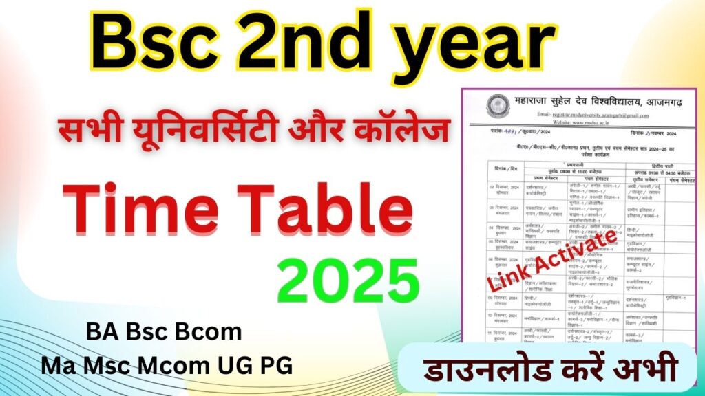 Bsc 2nd year Time Table 2025