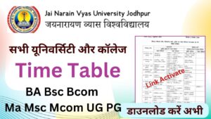 JNVU Time Table 2025