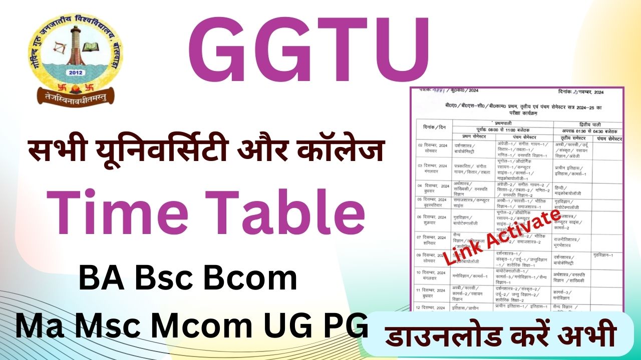 GGTU Time Table 2025