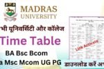 Madras University Time Table 2026