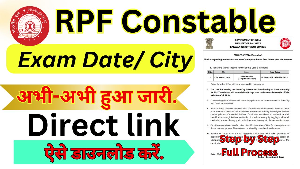 RPF Constable Exam City 2025