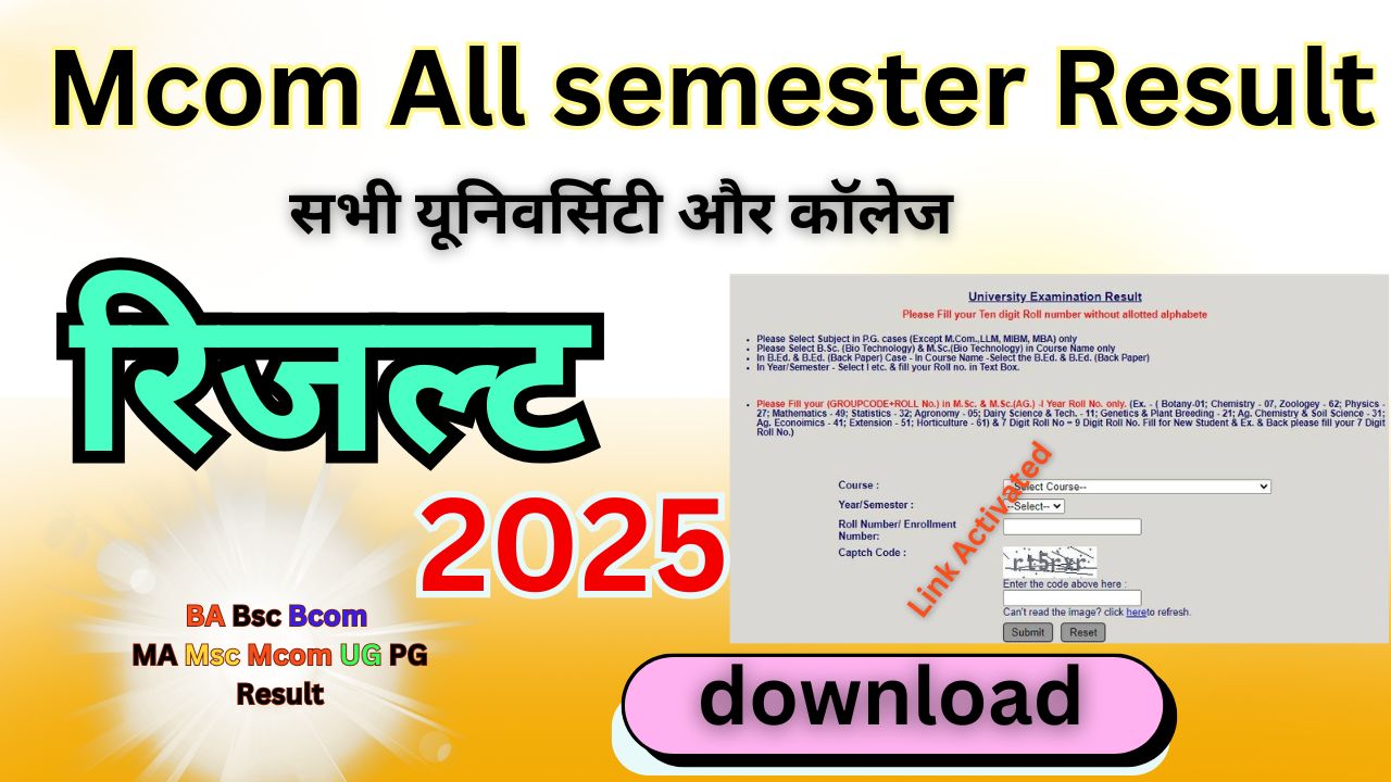 Mcom semester Result 2025