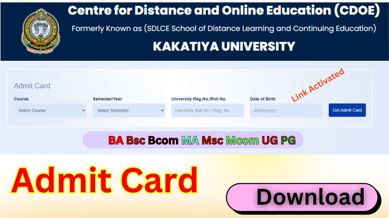 Kakatiya University Admit Card 2025