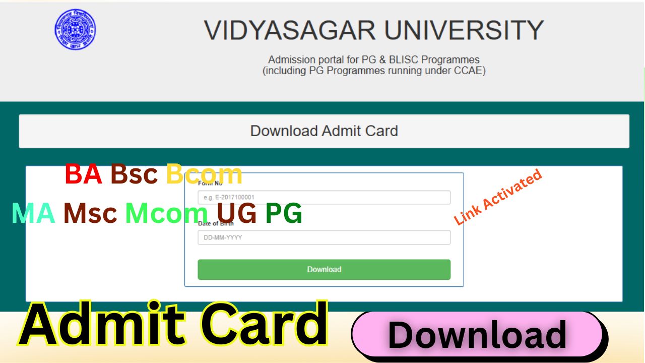 Vidyasagar University Admit Card 2025