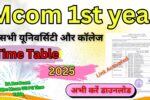 Mcom 1st year Time Table 2025