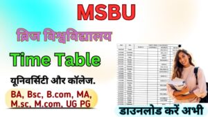 MSBU Time Table 2025 