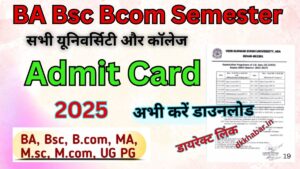 BA Bsc Bcom Semester Admit Card 2025 