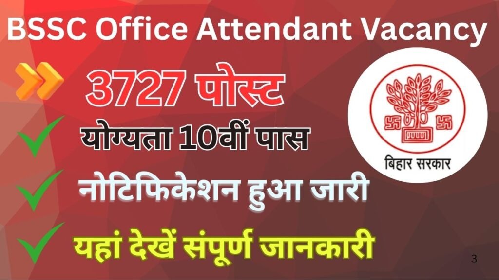 BSSC Office Attendant Vacancy 2025